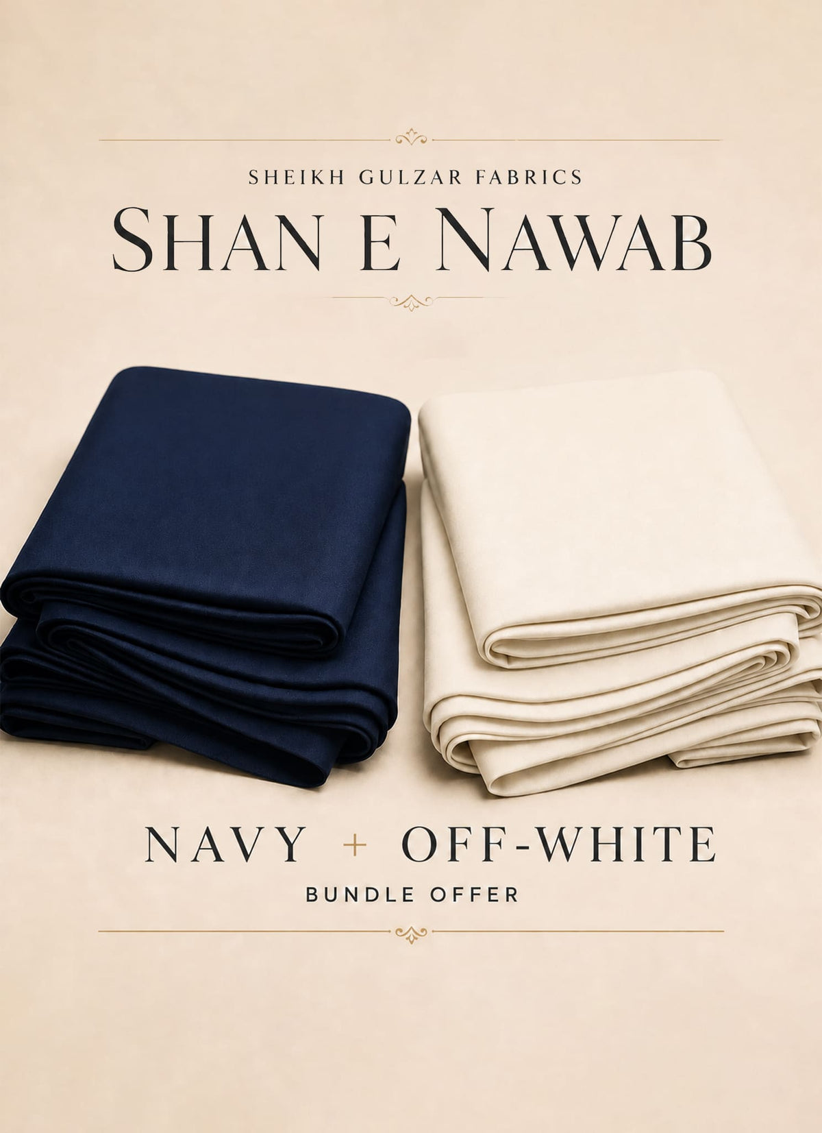 Shan e Nawab Navy & Off-White Fabric Bundle