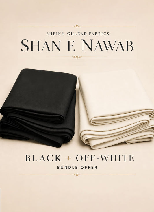 Shan e Nawab Black & Off-White Fabric Bundle