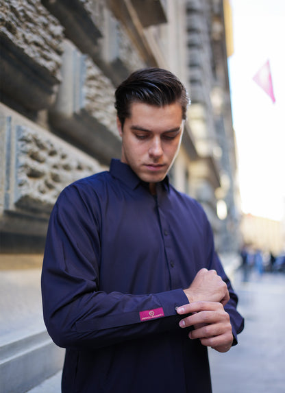 Shah Miras navy blue men's unstitched fabric from DASTAAN Volume IV by Sheikh Gulzar Fabrics