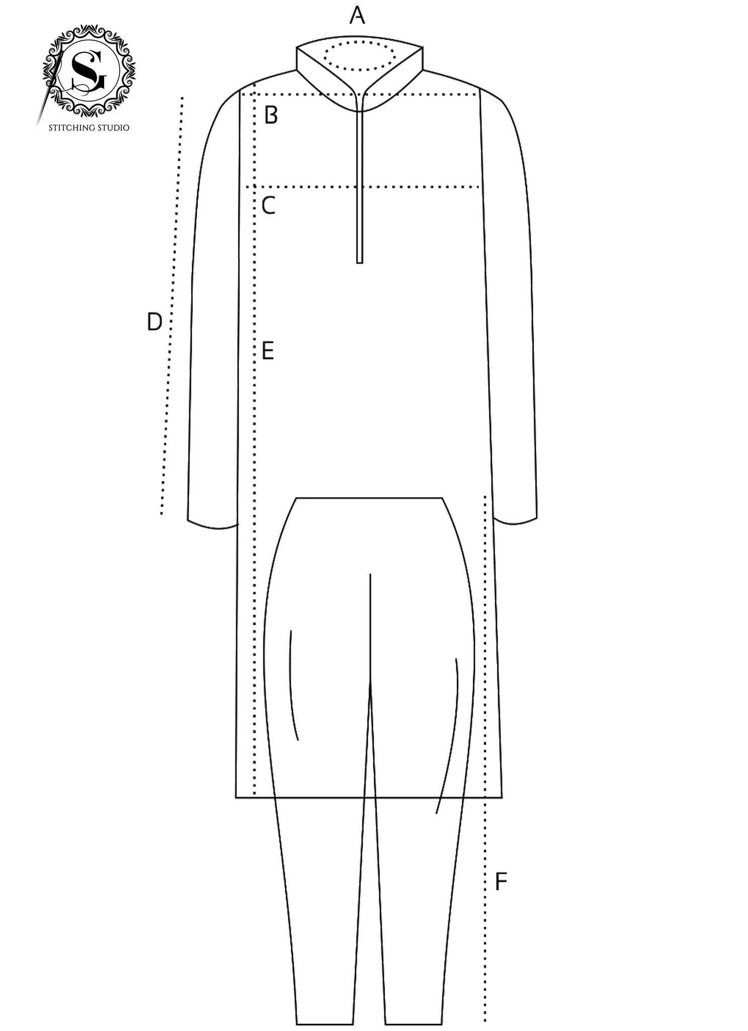 Sheikh Gulzar Fabrics custom stitching service — premium men’s shalwar kameez tailoring illustration, expert stitching add-on for unstitched fabrics Pakistan.